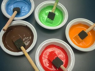 Blue, green, orange, brown, and red paints and coatings may contain VOCs