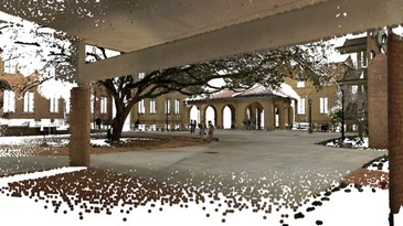 Three-dimensional model of an outside snowy area from a lidar camera scan 