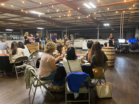 A shot of attendees watching Chelsea Metheny speak