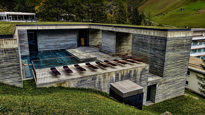 Exterior view of Therme Vals Interior Design