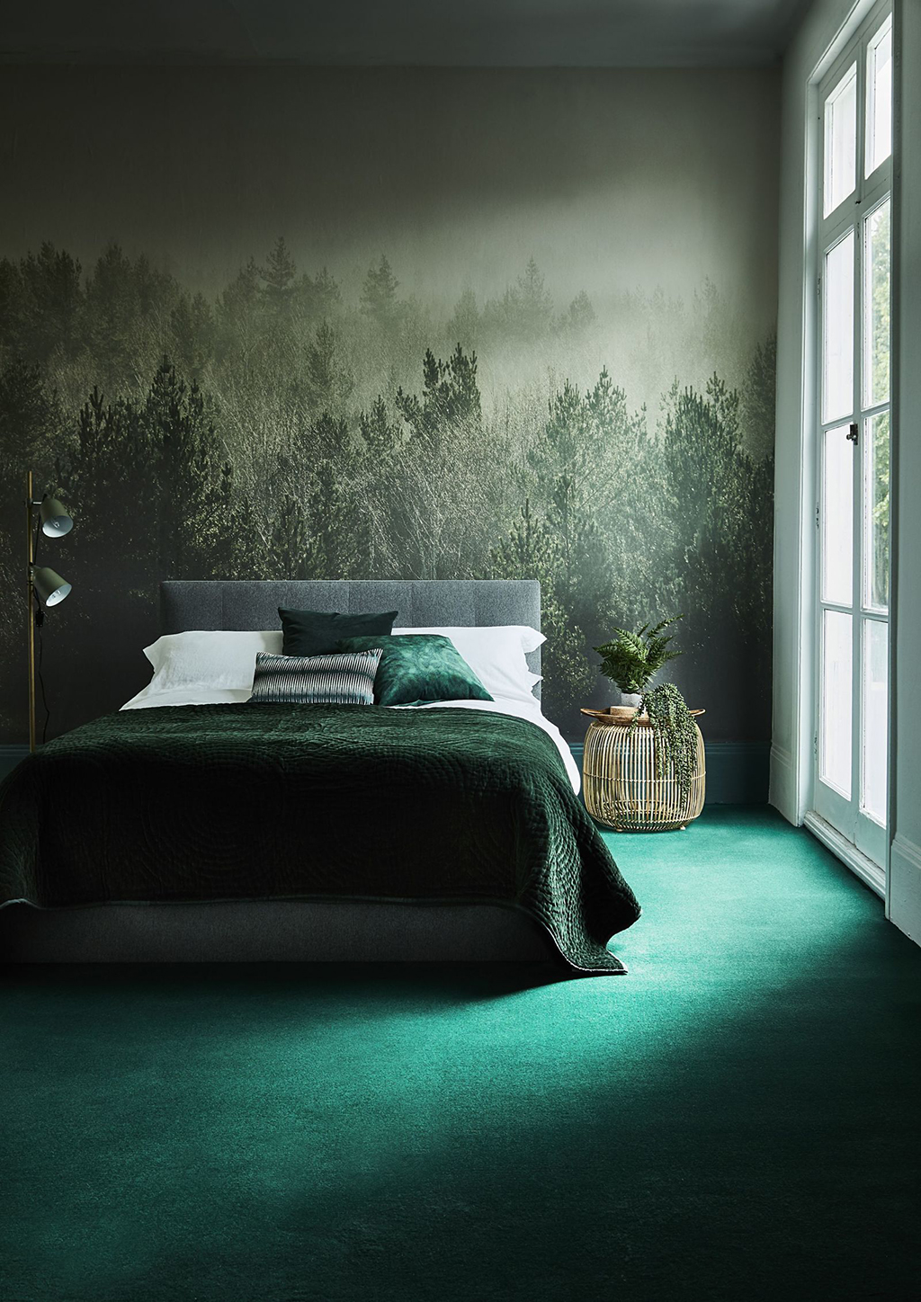 Interior Spaces Perfect for Spring - This room emits a tranquil, cozy vibe with its dark green hues. We could rest our heads here any day.