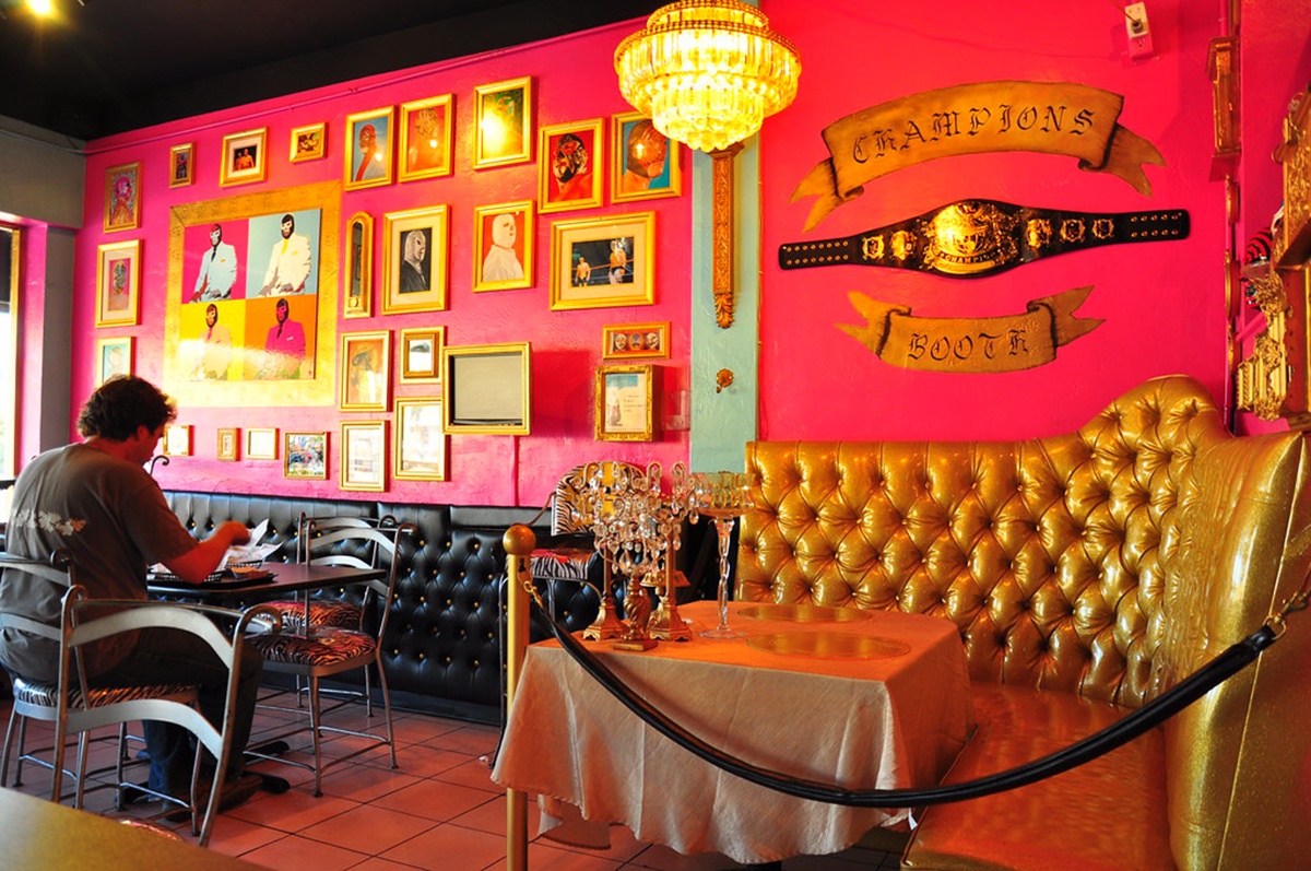 The interior dining area of Lucha Libre